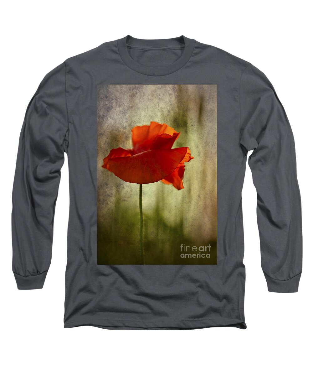 Poppy Long Sleeve T-Shirt featuring the photograph Moody Poppy. by Clare Bambers - Bambers Images
