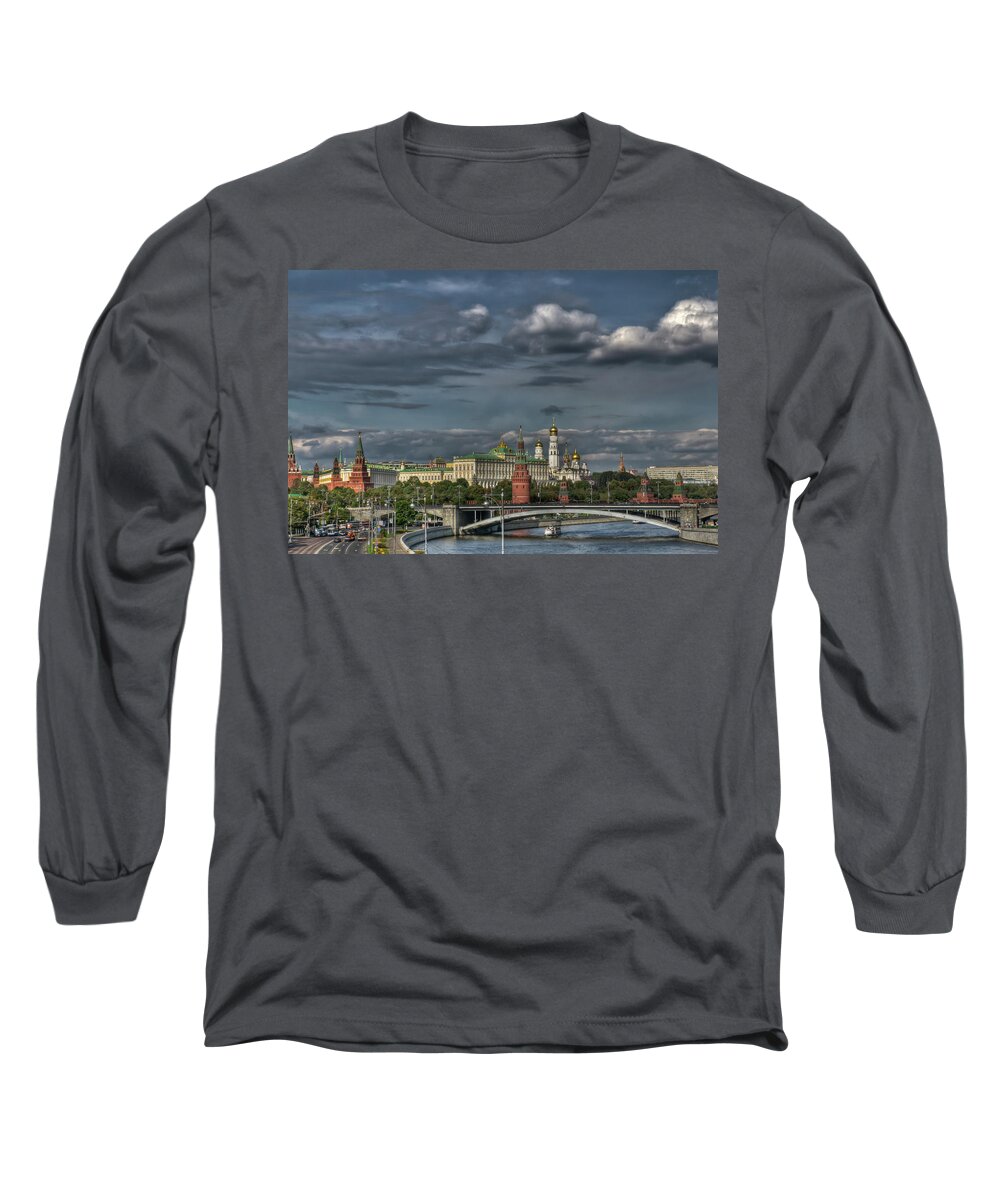 Blue.clouds Long Sleeve T-Shirt featuring the photograph Moscow Kremlin by Michael Goyberg