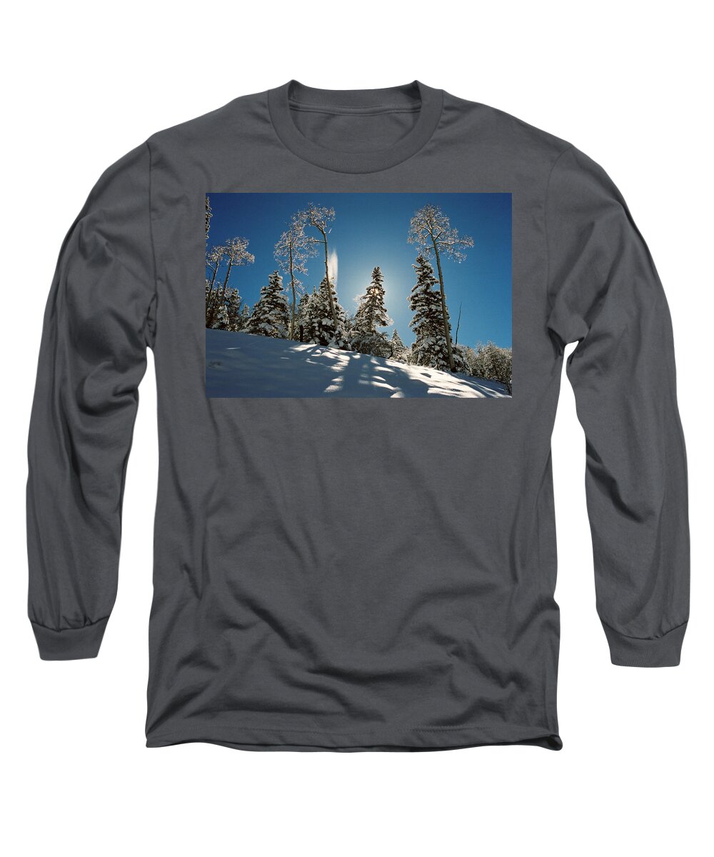 Red River Long Sleeve T-Shirt featuring the photograph New Fallen Snow by Ron Weathers