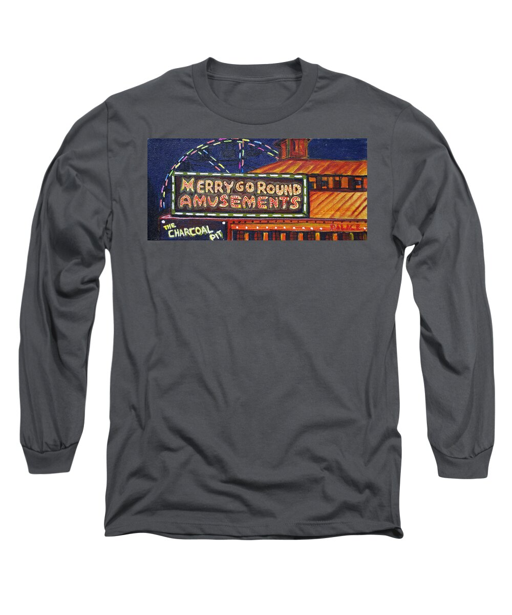 Asbury Park Long Sleeve T-Shirt featuring the painting Night Merry's by Patricia Arroyo