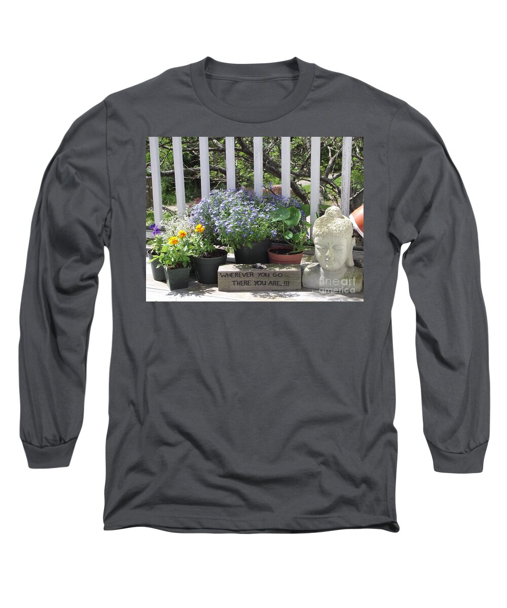 Buddha Bust Long Sleeve T-Shirt featuring the photograph Peace and Buddha by Michelle Welles