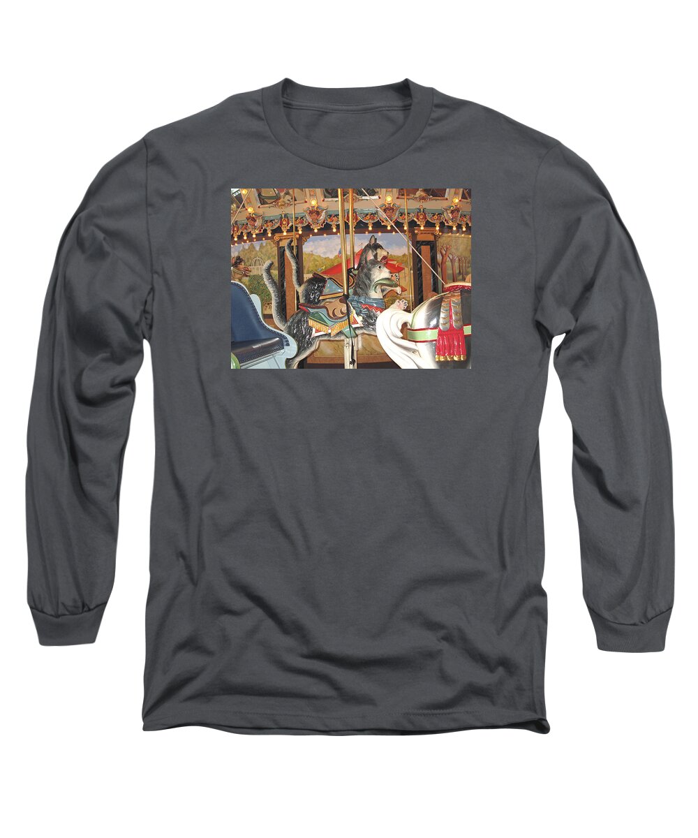 Carousel Long Sleeve T-Shirt featuring the photograph Philadelphia Style Cats by Barbara McDevitt