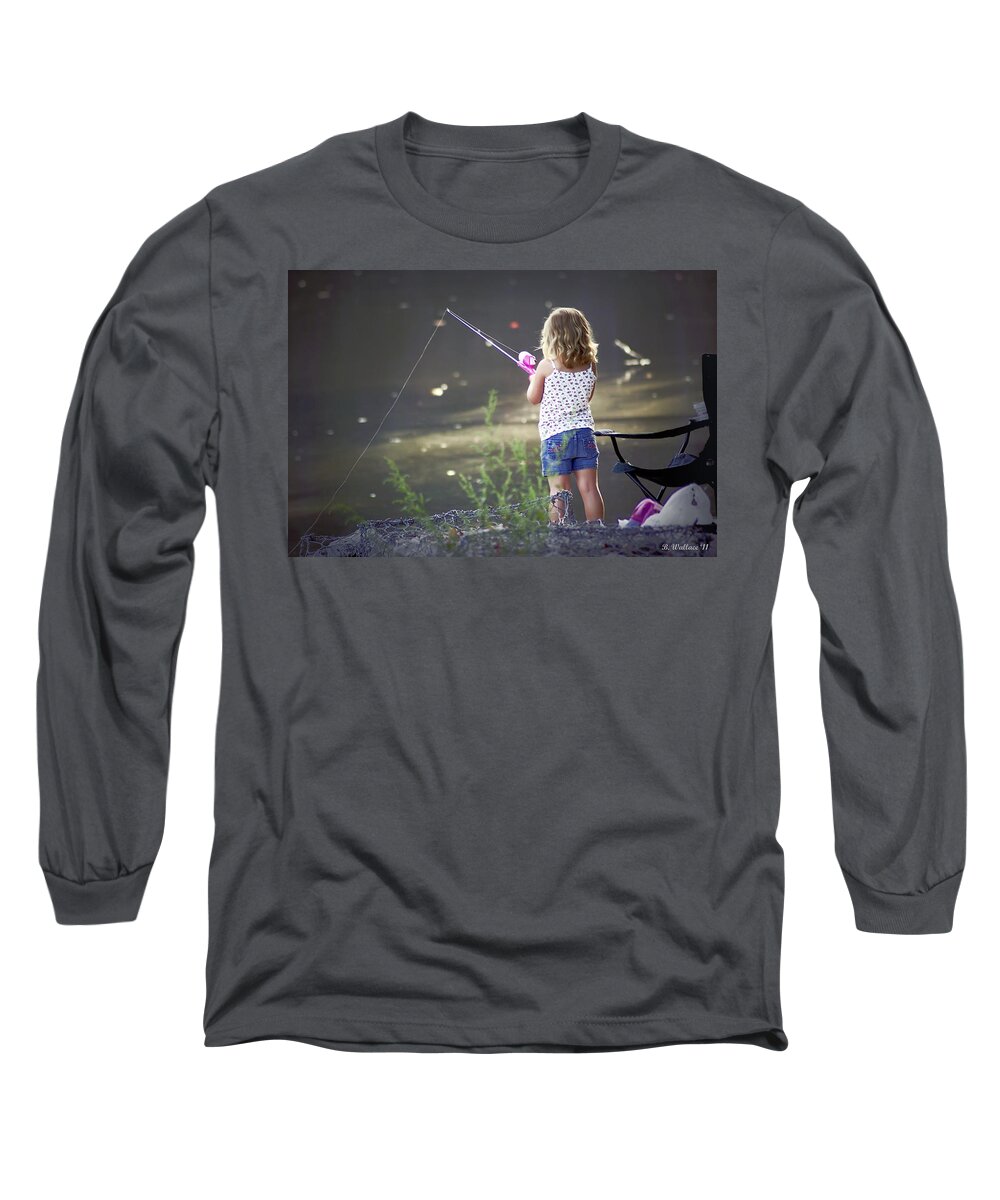 2d Long Sleeve T-Shirt featuring the photograph Pink Fishing Rod by Brian Wallace