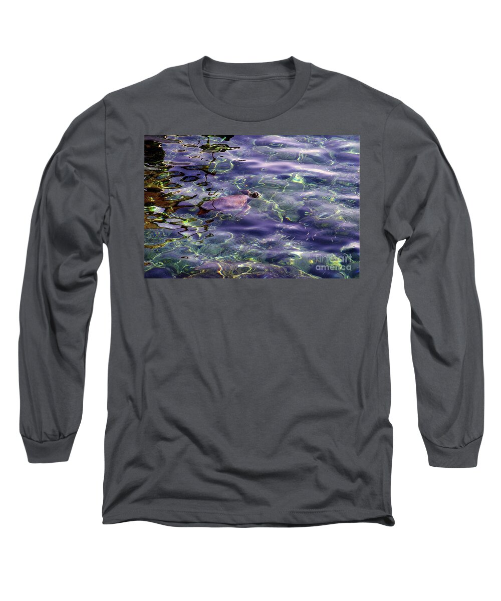 Sea Turtle Long Sleeve T-Shirt featuring the photograph playing at Crete by Casper Cammeraat
