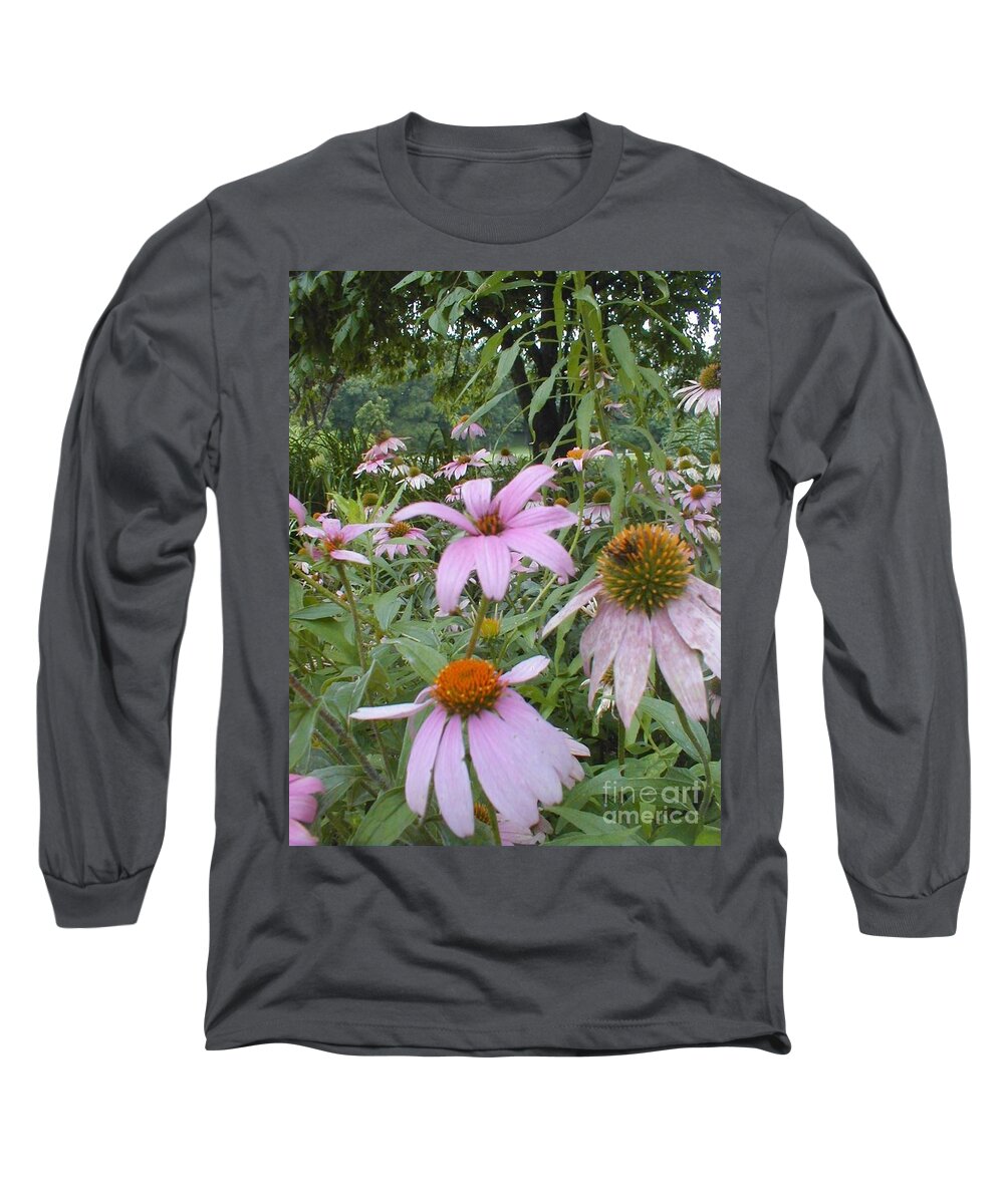 Flowers Long Sleeve T-Shirt featuring the photograph Purple Coneflowers by Vonda Lawson-Rosa