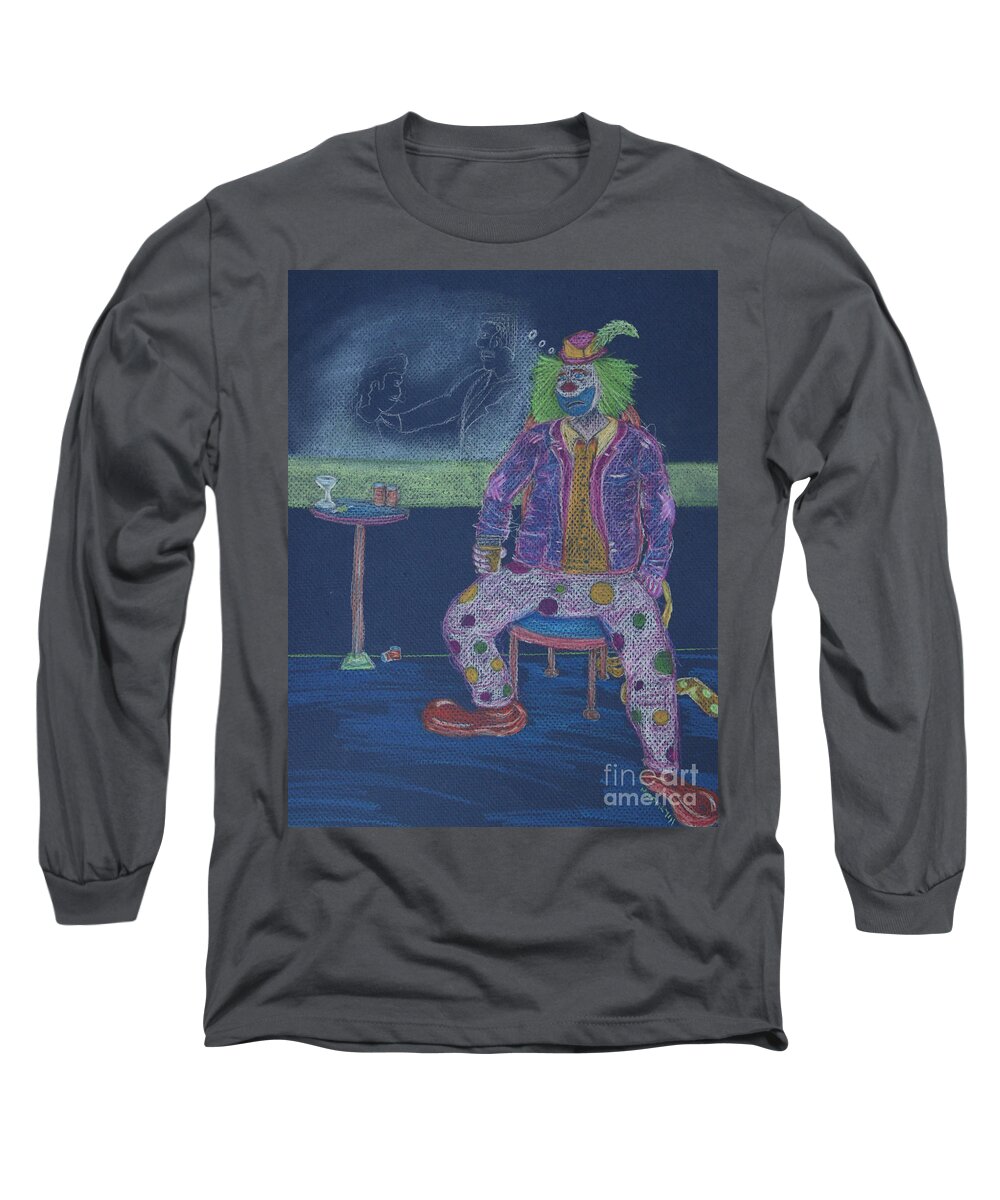Clowns Long Sleeve T-Shirt featuring the drawing Quit Clowning Around by Mike Mooney