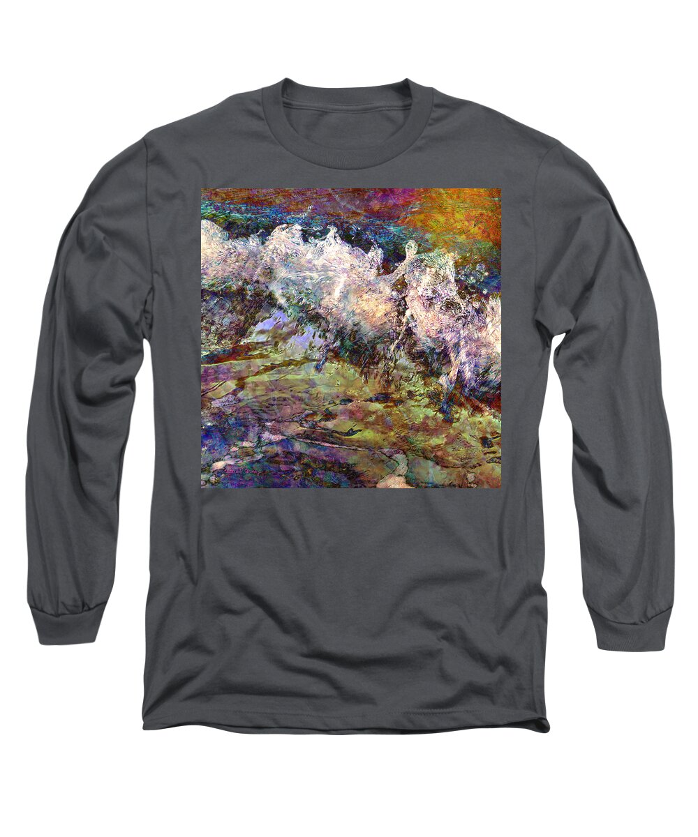 Ocean Long Sleeve T-Shirt featuring the digital art Seascape by Barbara Berney