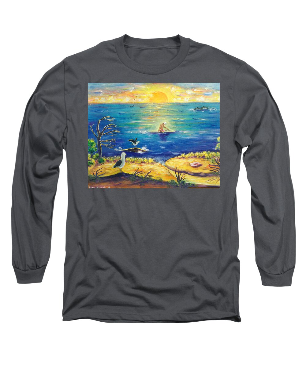 Serenity Long Sleeve T-Shirt featuring the painting Serenity by Diana Haronis