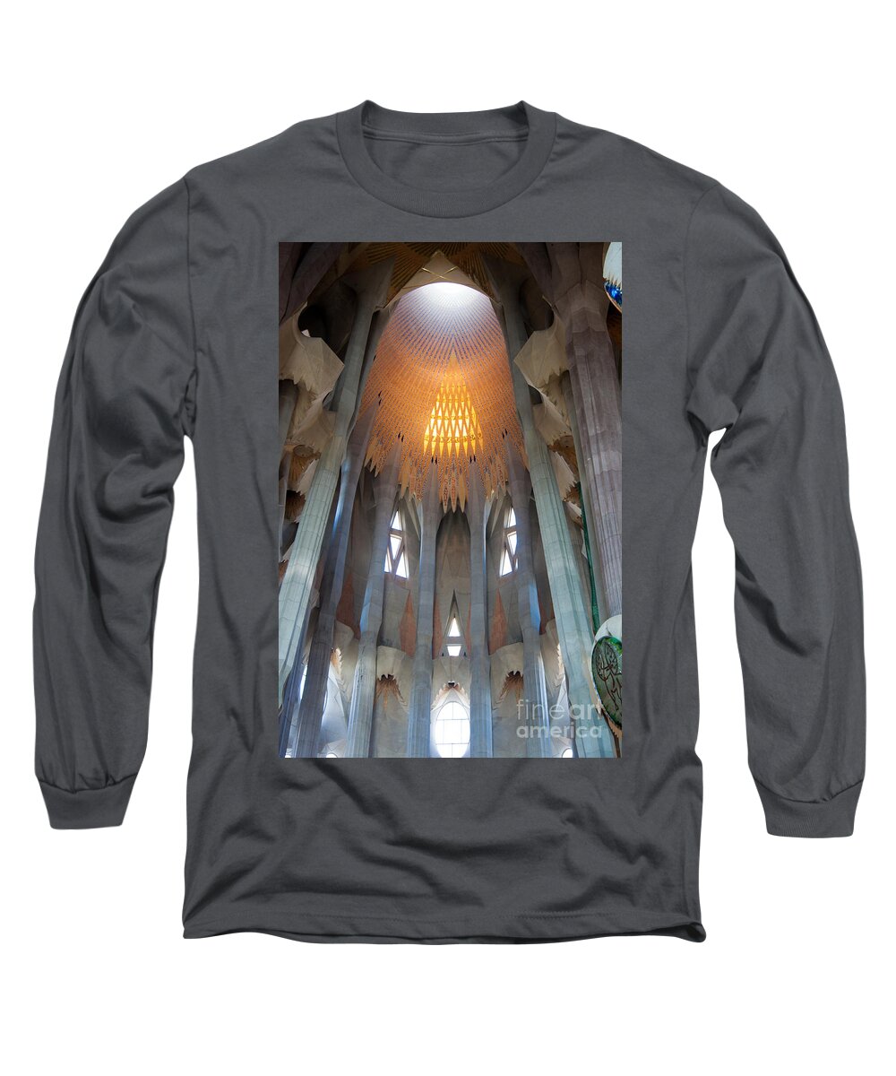Architecture Long Sleeve T-Shirt featuring the photograph Skylight at Gaudi Cathedral by Thomas Marchessault