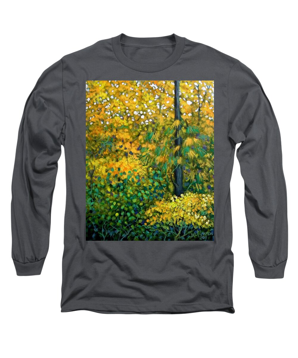 Landscape Long Sleeve T-Shirt featuring the painting Southern Woods by Jeanette Jarmon