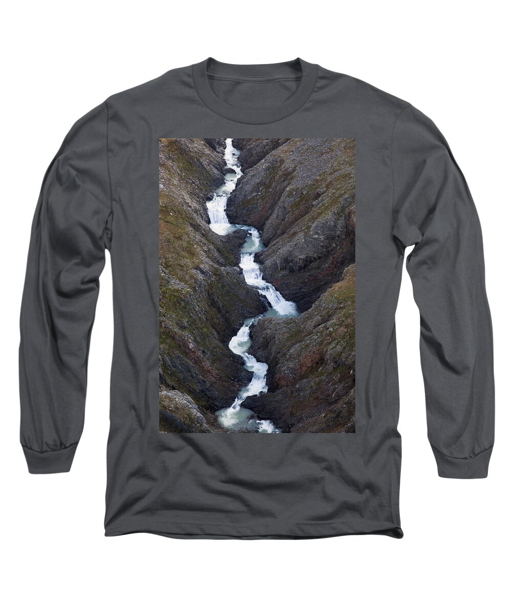 Mp Long Sleeve T-Shirt featuring the photograph Split Creek Cascading Down Brabazon by Matthias Breiter