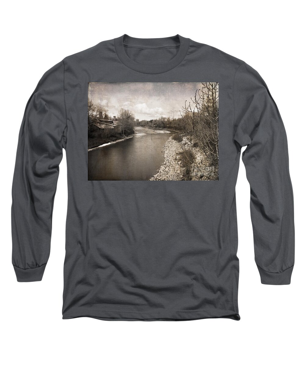 River Long Sleeve T-Shirt featuring the photograph Spring Thaw by Ellen Cotton