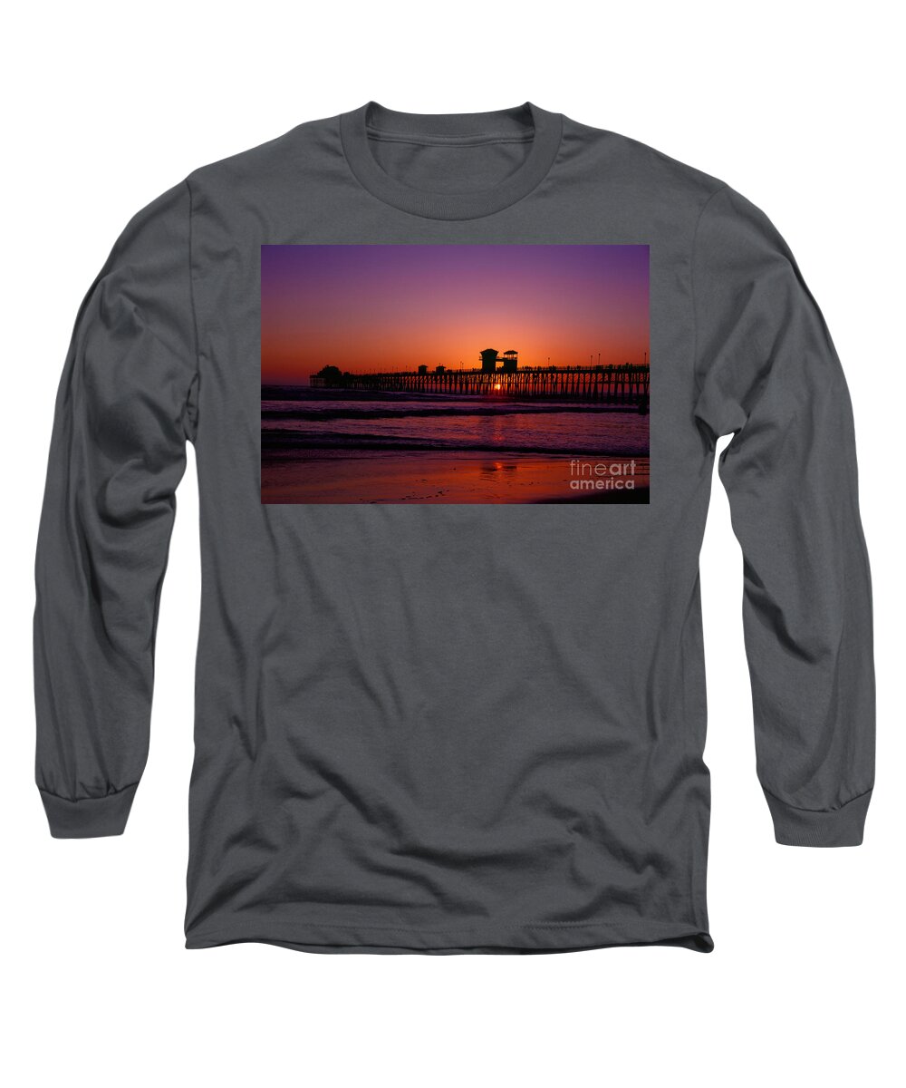 Oceanside Long Sleeve T-Shirt featuring the photograph Sunset at Oceanside Pier by Daniel Knighton
