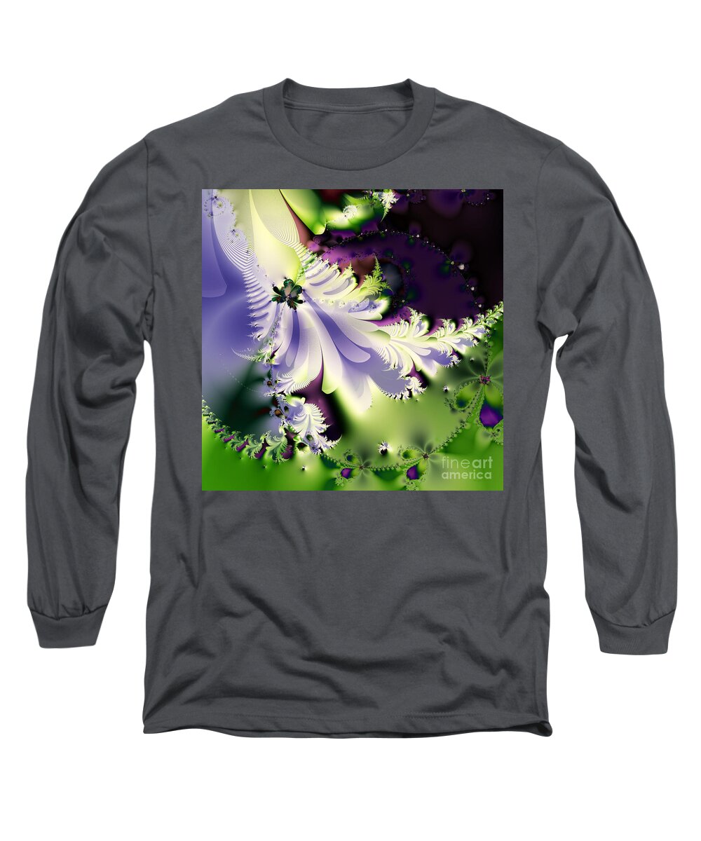 Fractal Long Sleeve T-Shirt featuring the digital art The Butterfly Effect . Version 2 . Square by Wingsdomain Art and Photography