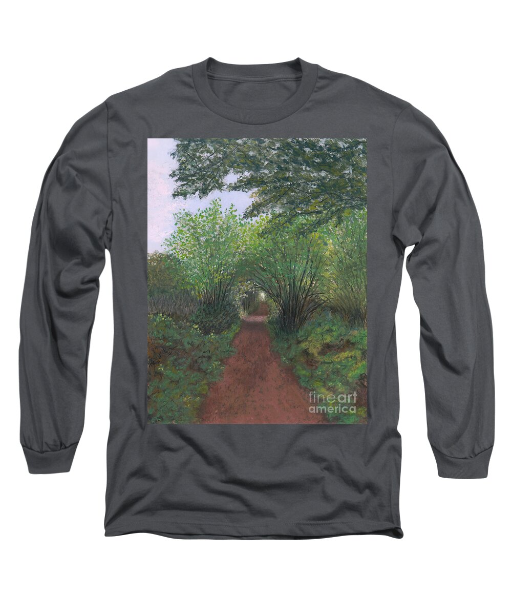 Landscape Long Sleeve T-Shirt featuring the pastel Trail to Spencer Spit by Ginny Neece