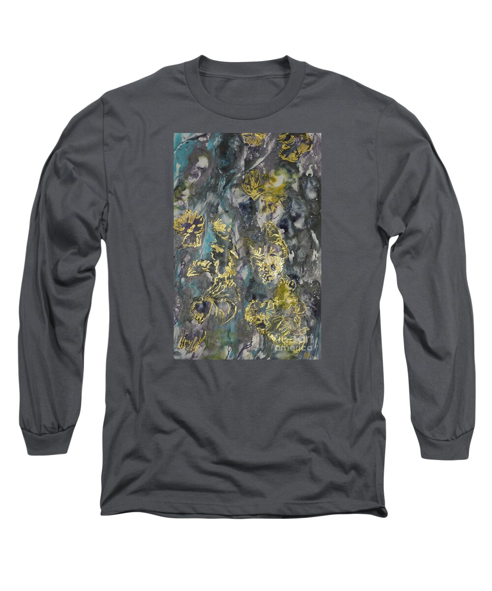 Encaustic Long Sleeve T-Shirt featuring the painting Untitled 3 Series Of 3 by Heather Hennick
