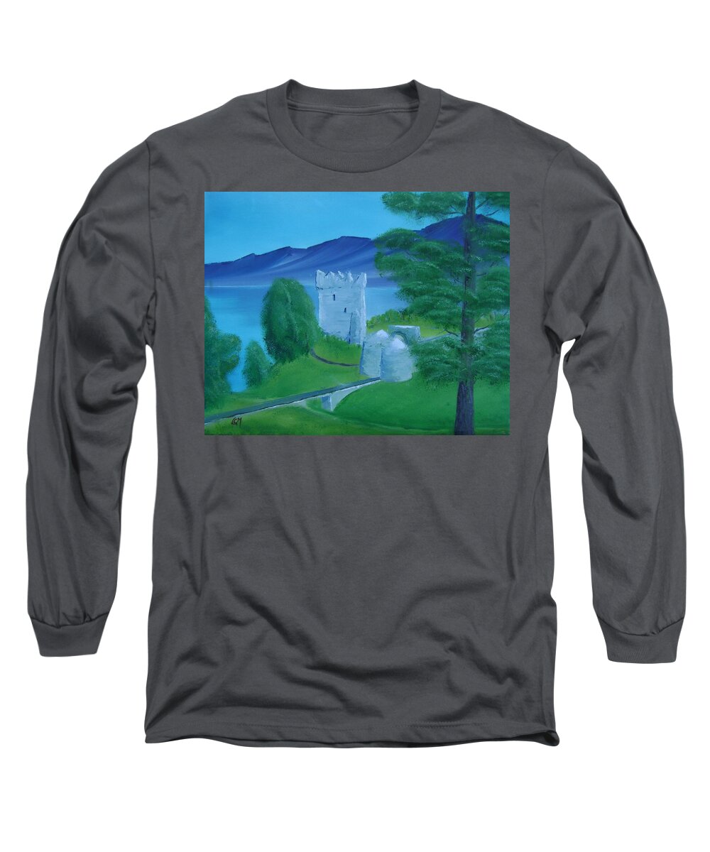 Painting Long Sleeve T-Shirt featuring the painting Urquhart Castle #1 by Charles and Melisa Morrison