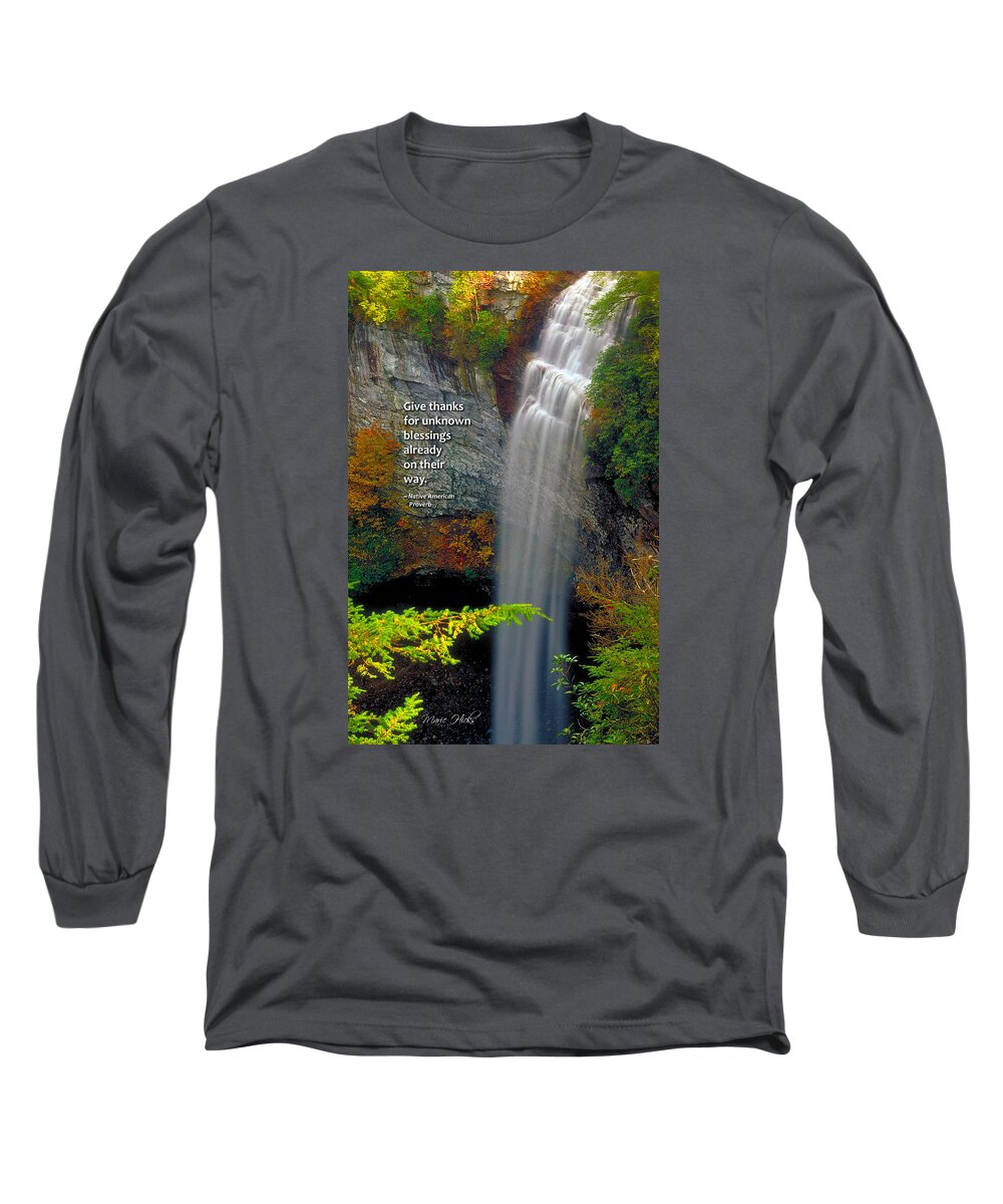 Waterfall Long Sleeve T-Shirt featuring the photograph Waterfall Blessings by Marie Hicks
