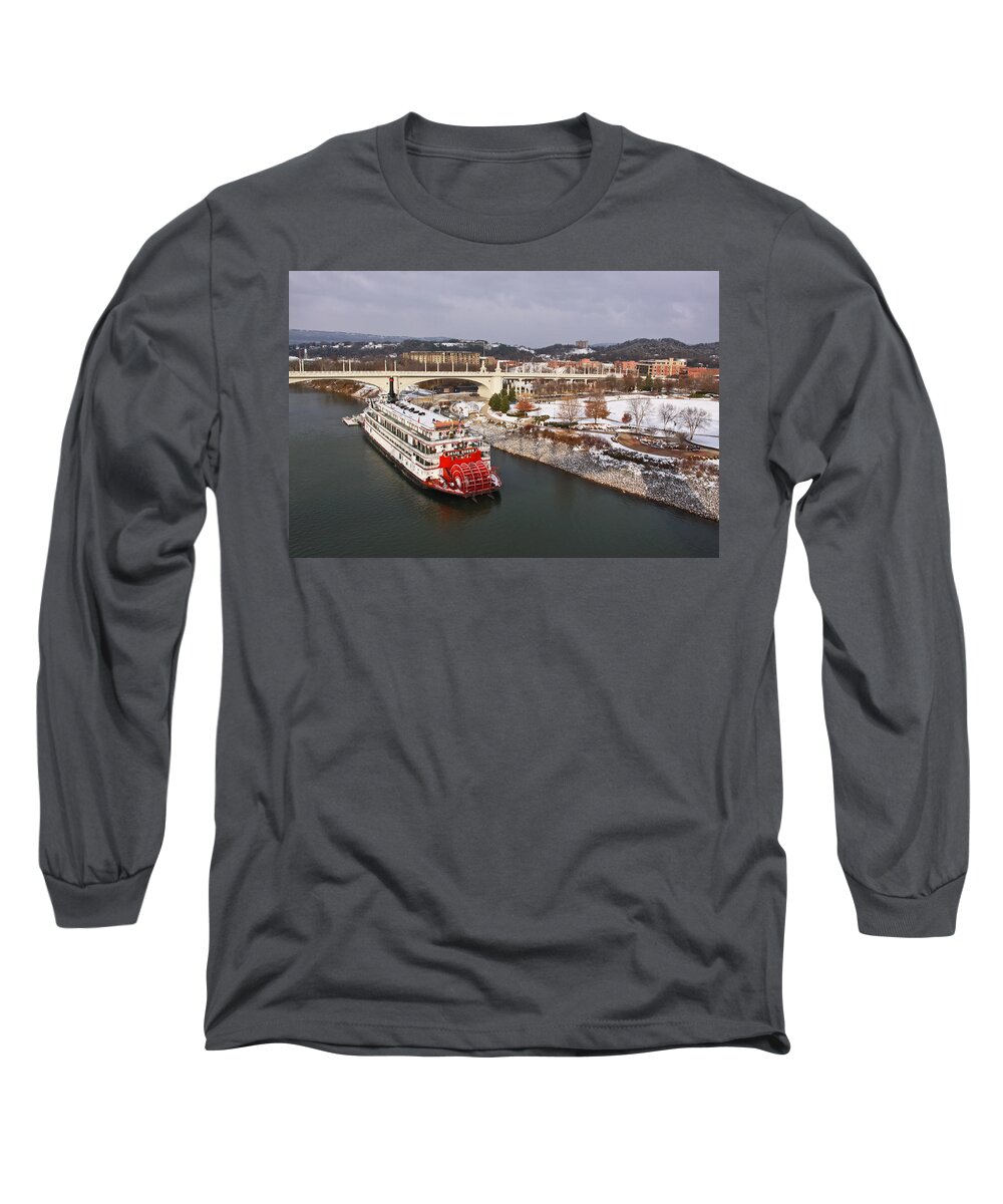 Winter Long Sleeve T-Shirt featuring the photograph Winter in Coolidge Park by Tom and Pat Cory