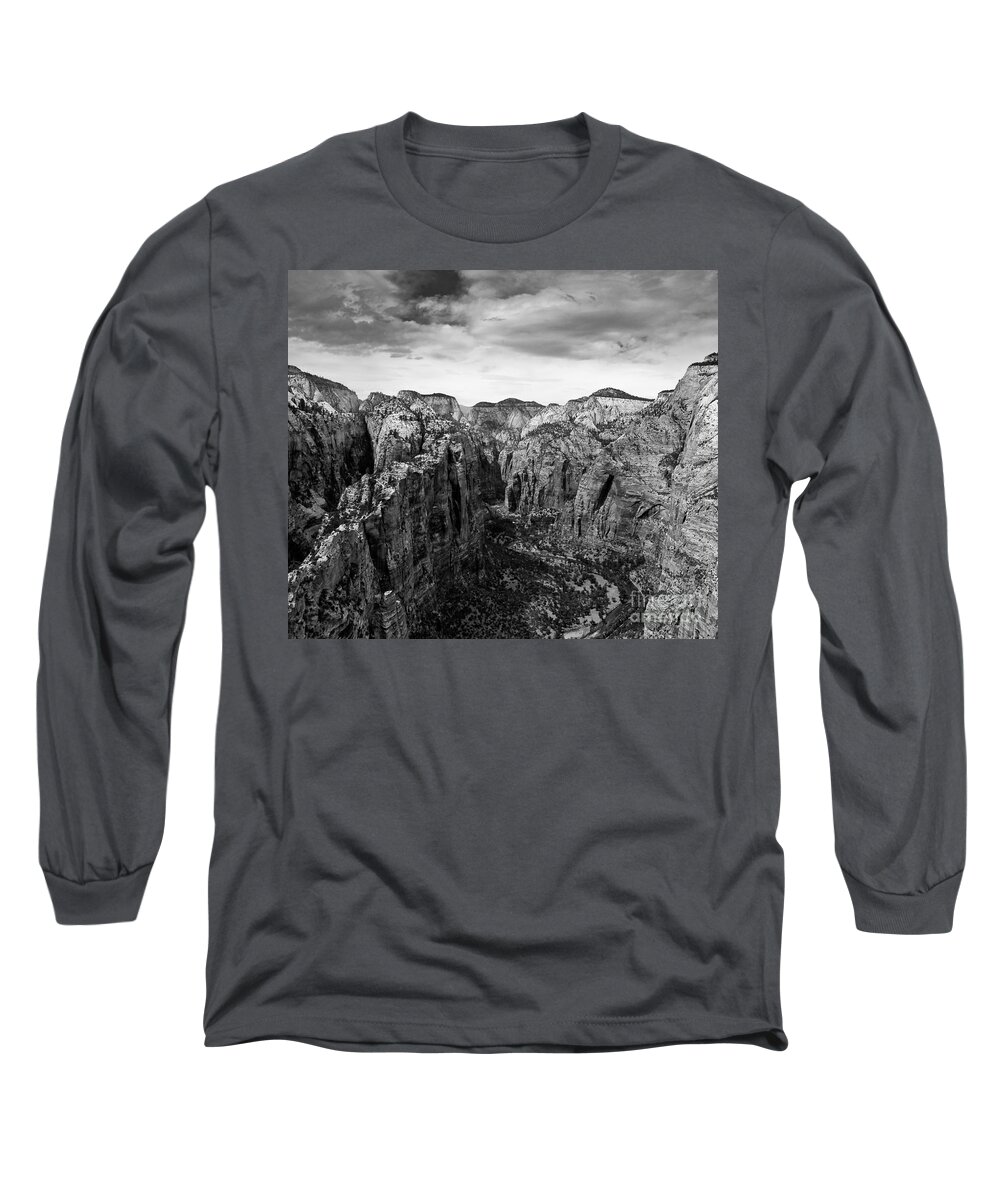 Mountains Long Sleeve T-Shirt featuring the photograph Zion National Park - View from Angels Landing by Larry Carr