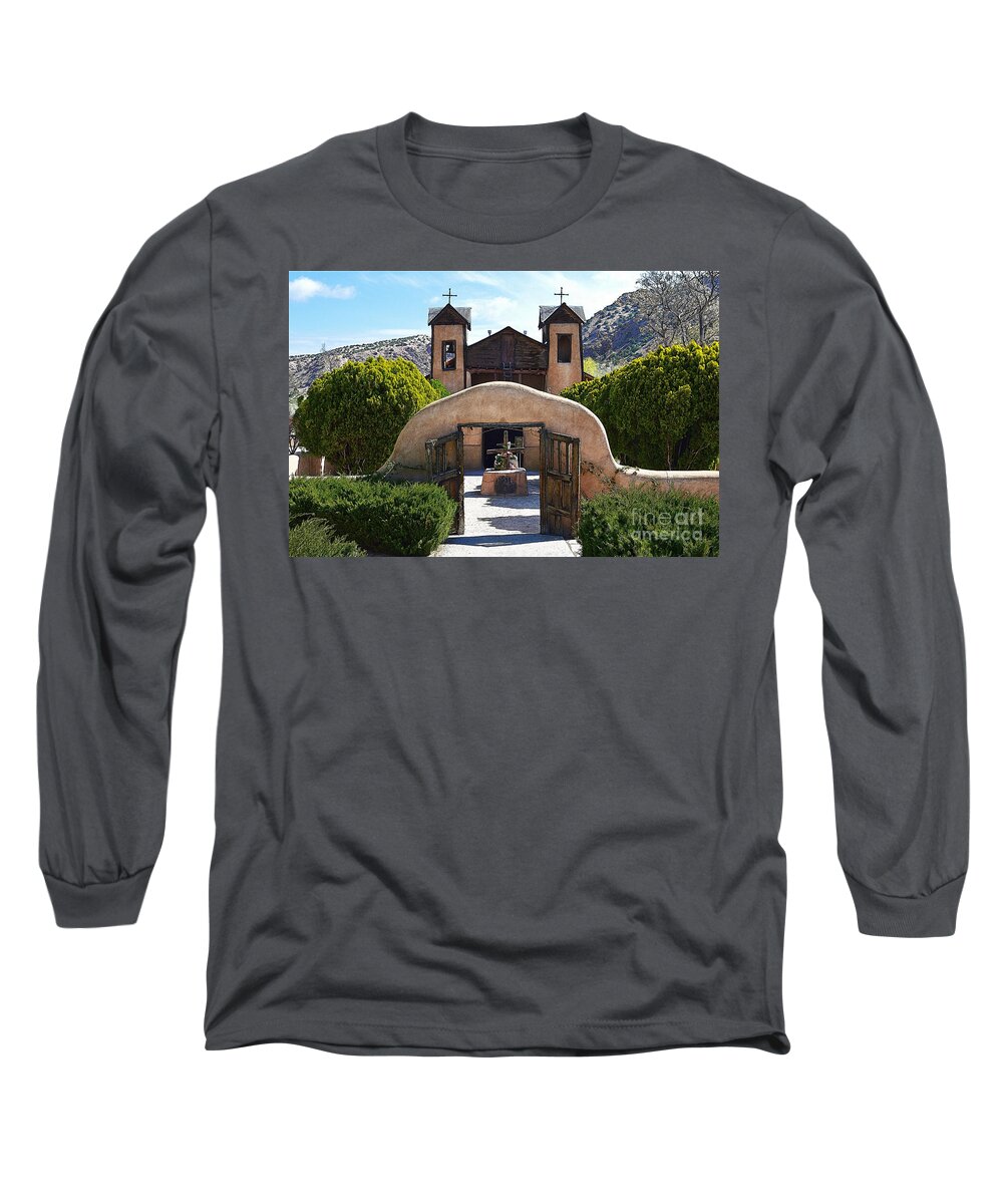  El Santuario De Chimayo Long Sleeve T-Shirt featuring the photograph El Santuario de Chimayo in New Mexico by Catherine Sherman