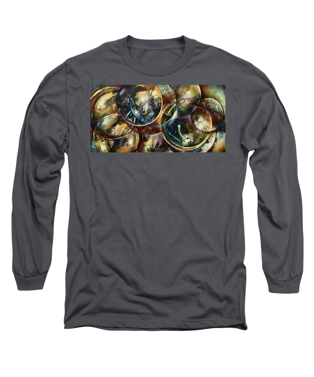 Abstract Long Sleeve T-Shirt featuring the painting ' Places in Time' by Michael Lang