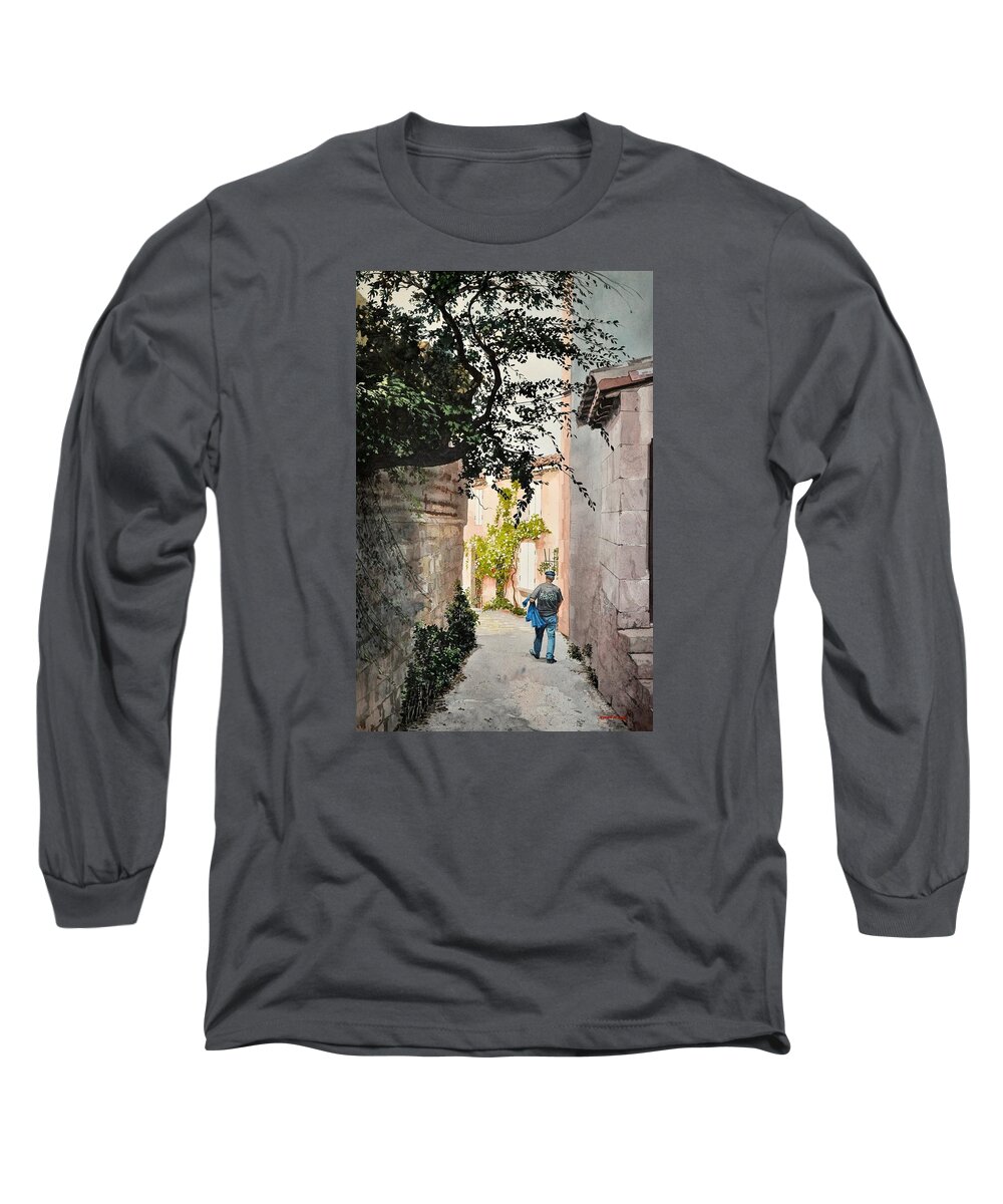 Watercolor Long Sleeve T-Shirt featuring the painting Ralph's Walkabout by Robert W Cook