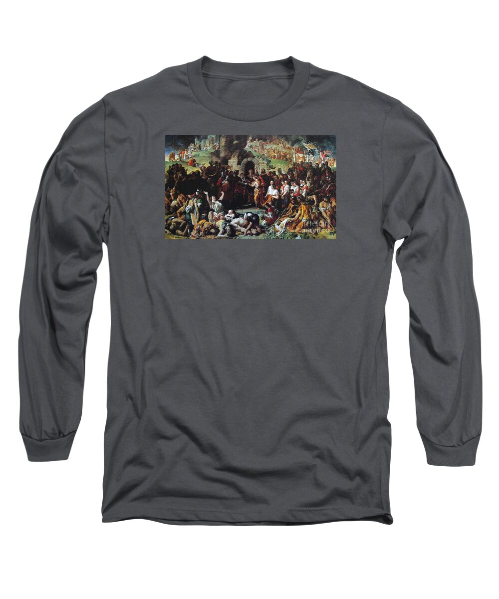 Daniel Maclise Long Sleeve T-Shirt featuring the painting The Marriage of Strongbow and Aoife by Celestial Images