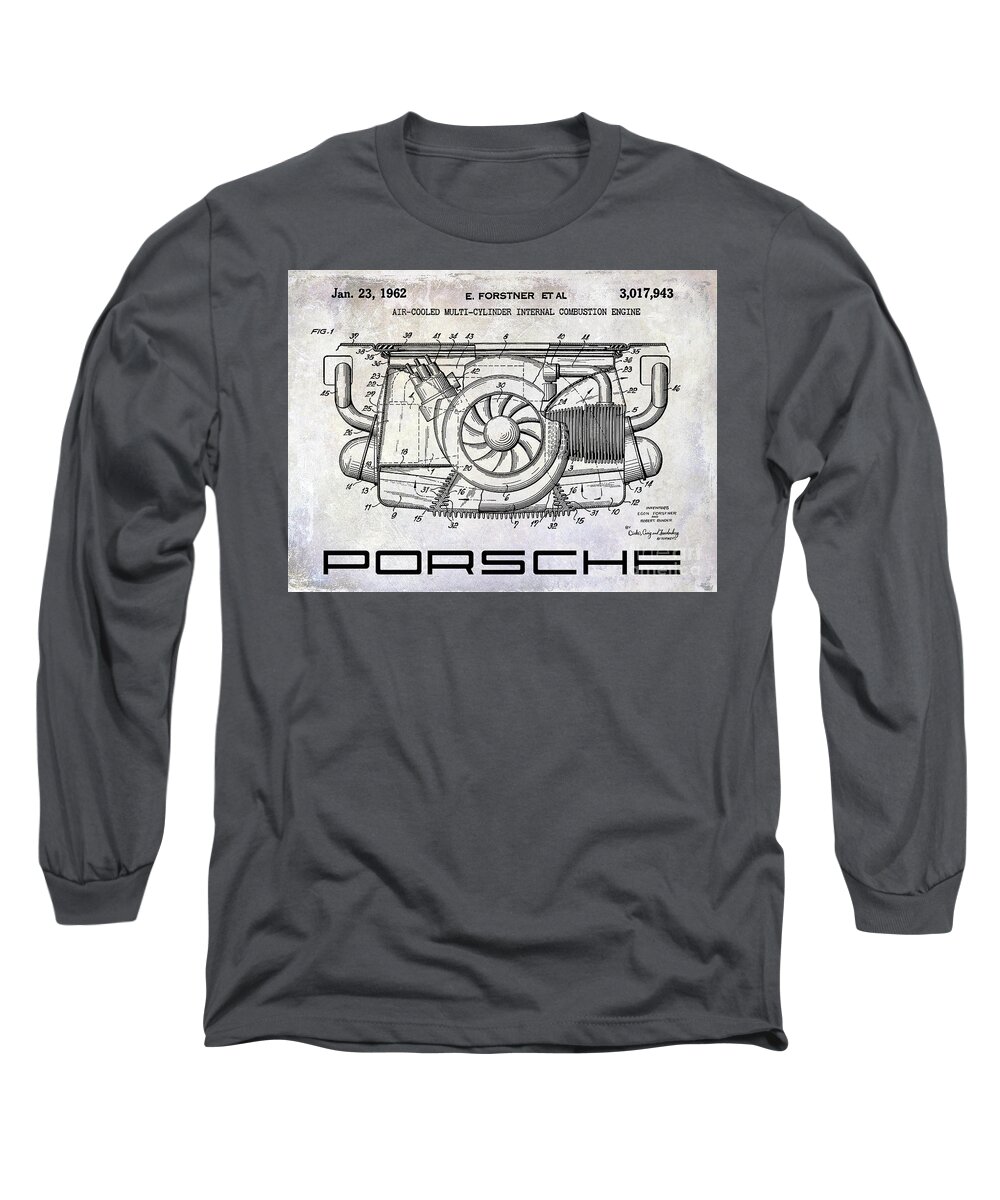 Porsche Patent Long Sleeve T-Shirt featuring the photograph 1962 Porsche Engine Patent by Jon Neidert