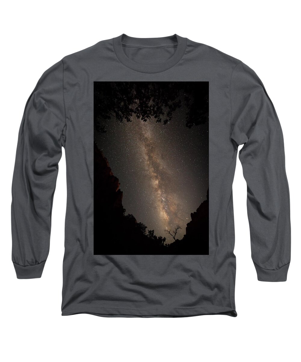 Milkyway Long Sleeve T-Shirt featuring the photograph A Dark Night In Zion Canyon #3 by David Watkins