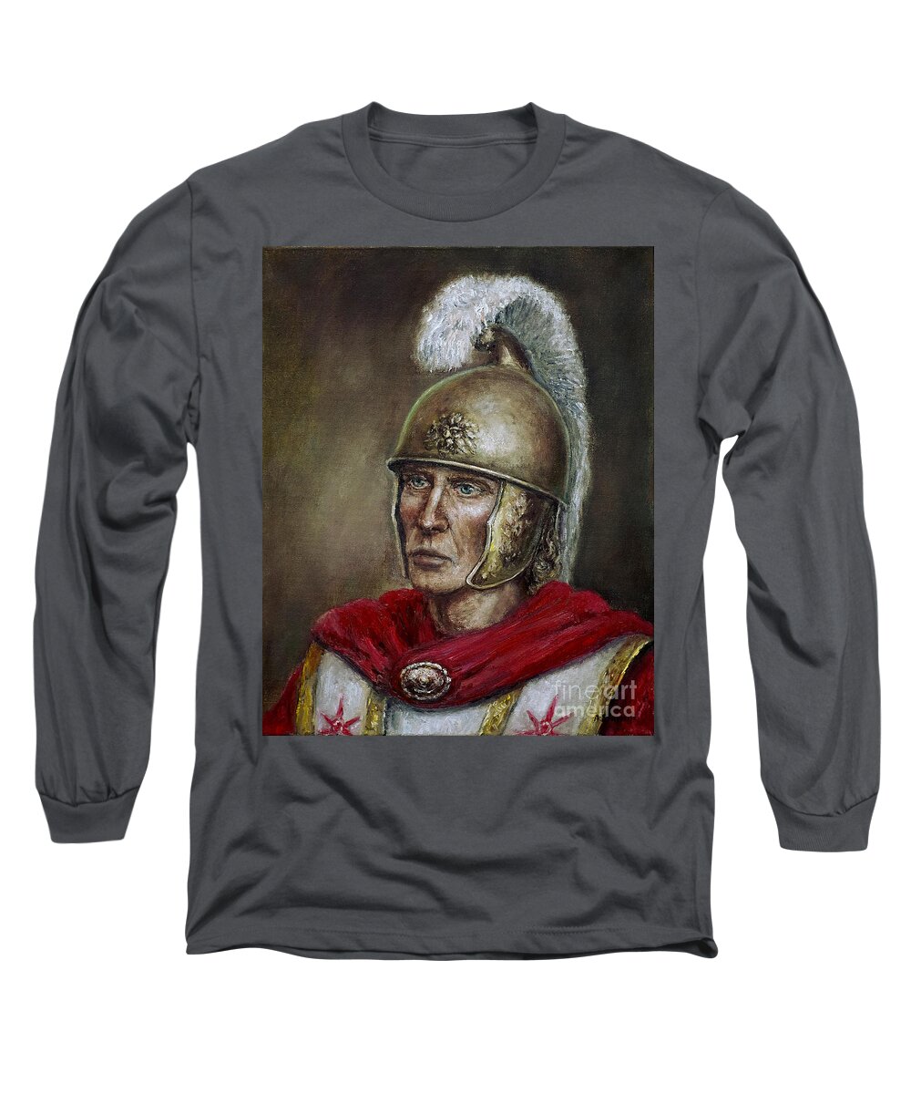 Warrior Long Sleeve T-Shirt featuring the painting Alexander the Great #2 by Arturas Slapsys