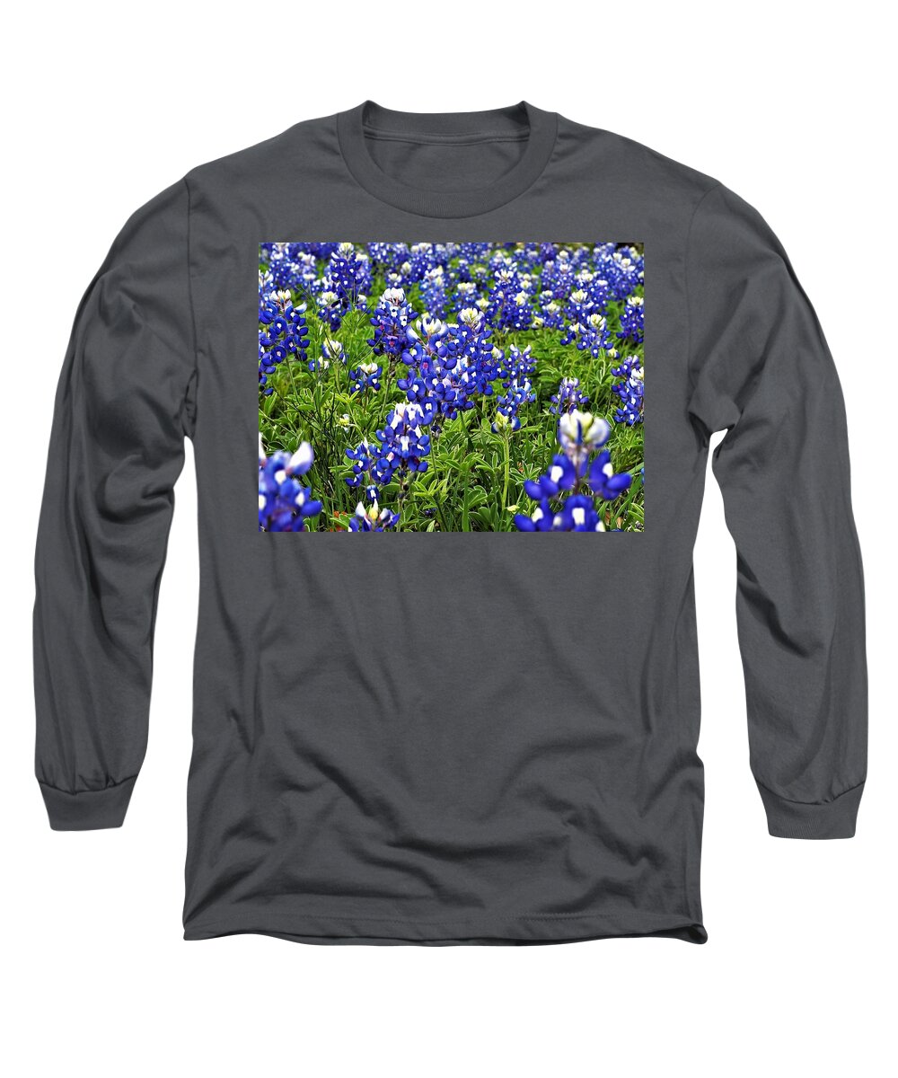 Blue Bonnets Long Sleeve T-Shirt featuring the photograph Blue #1 by Jerry Connally
