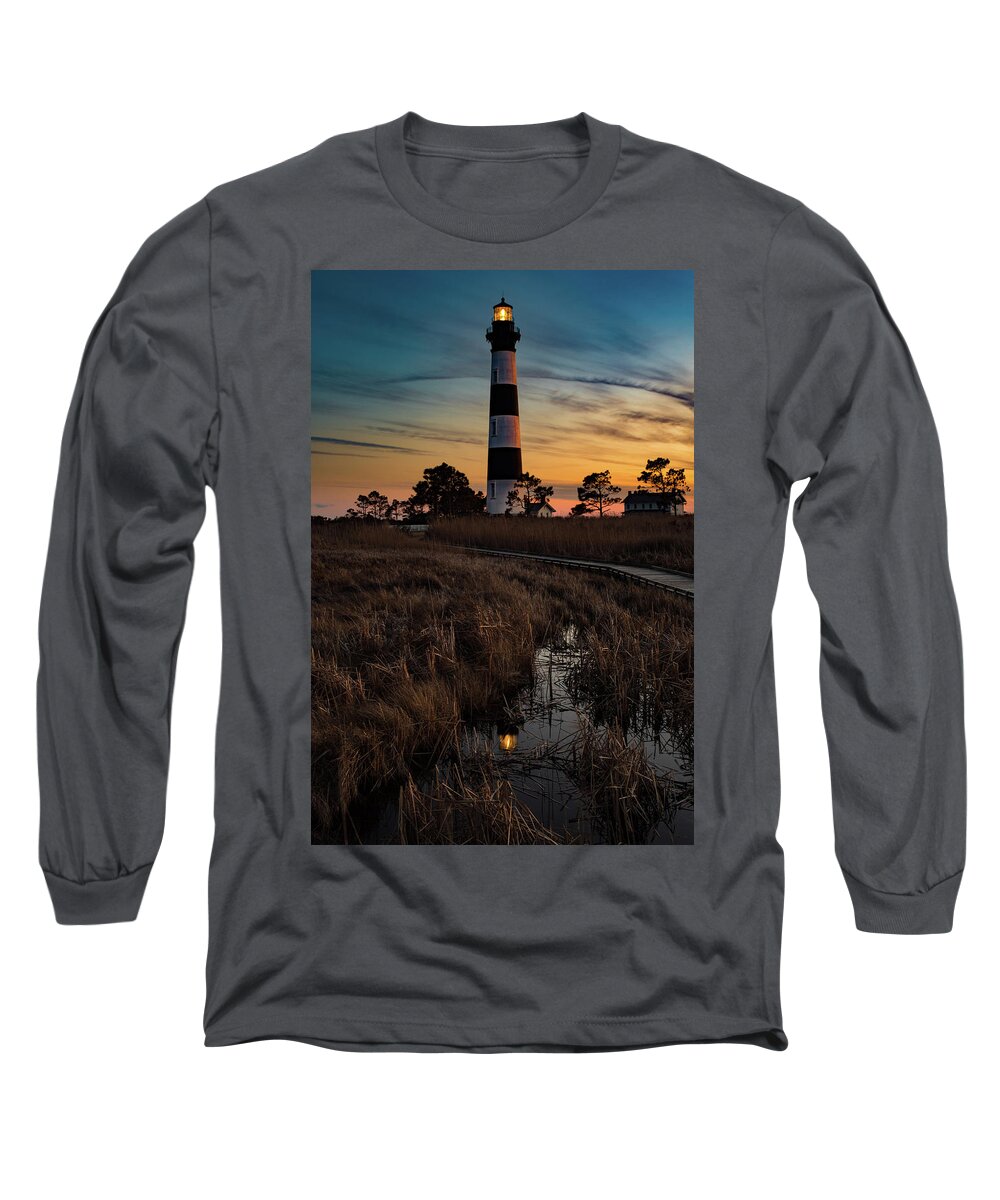 Bodie Long Sleeve T-Shirt featuring the photograph Bodie Island Sunset #1 by Nick Noble