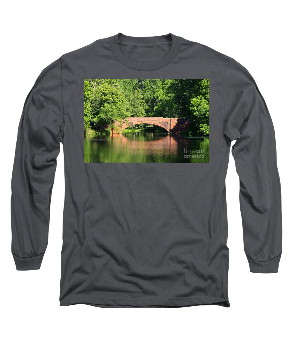 Bass Long Sleeve T-Shirt featuring the photograph Bridge Reflection in the Spring #1 by Jill Lang