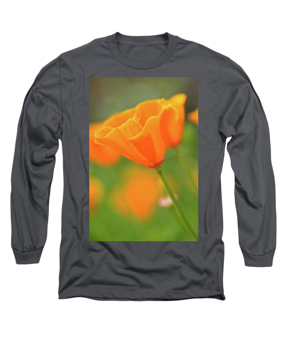 Flower Long Sleeve T-Shirt featuring the photograph California Spring Poppy Macro Close Up #1 by Brandon Bourdages