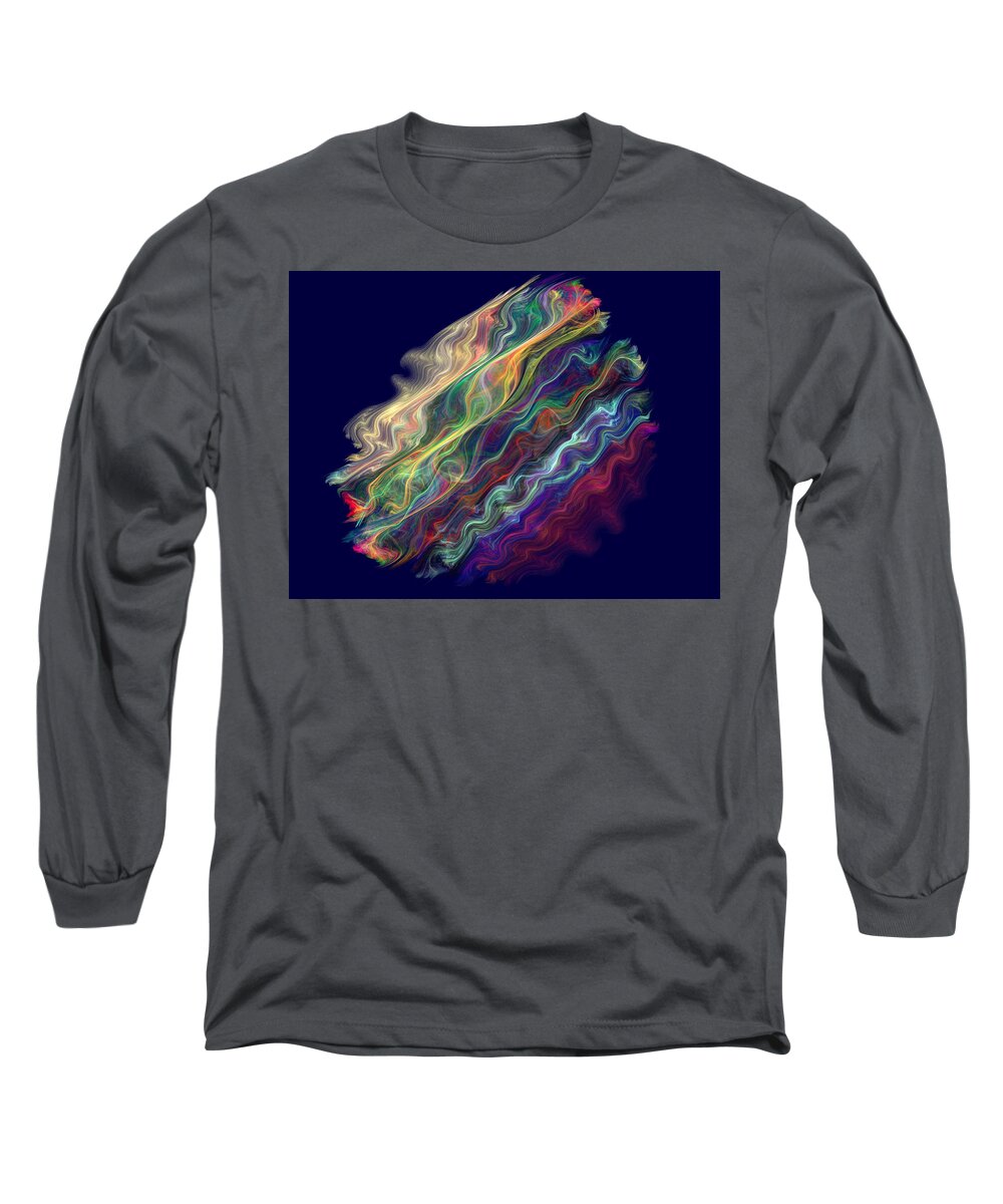 Chromatic Waves Long Sleeve T-Shirt featuring the digital art Captive Waves #2 by Rein Nomm