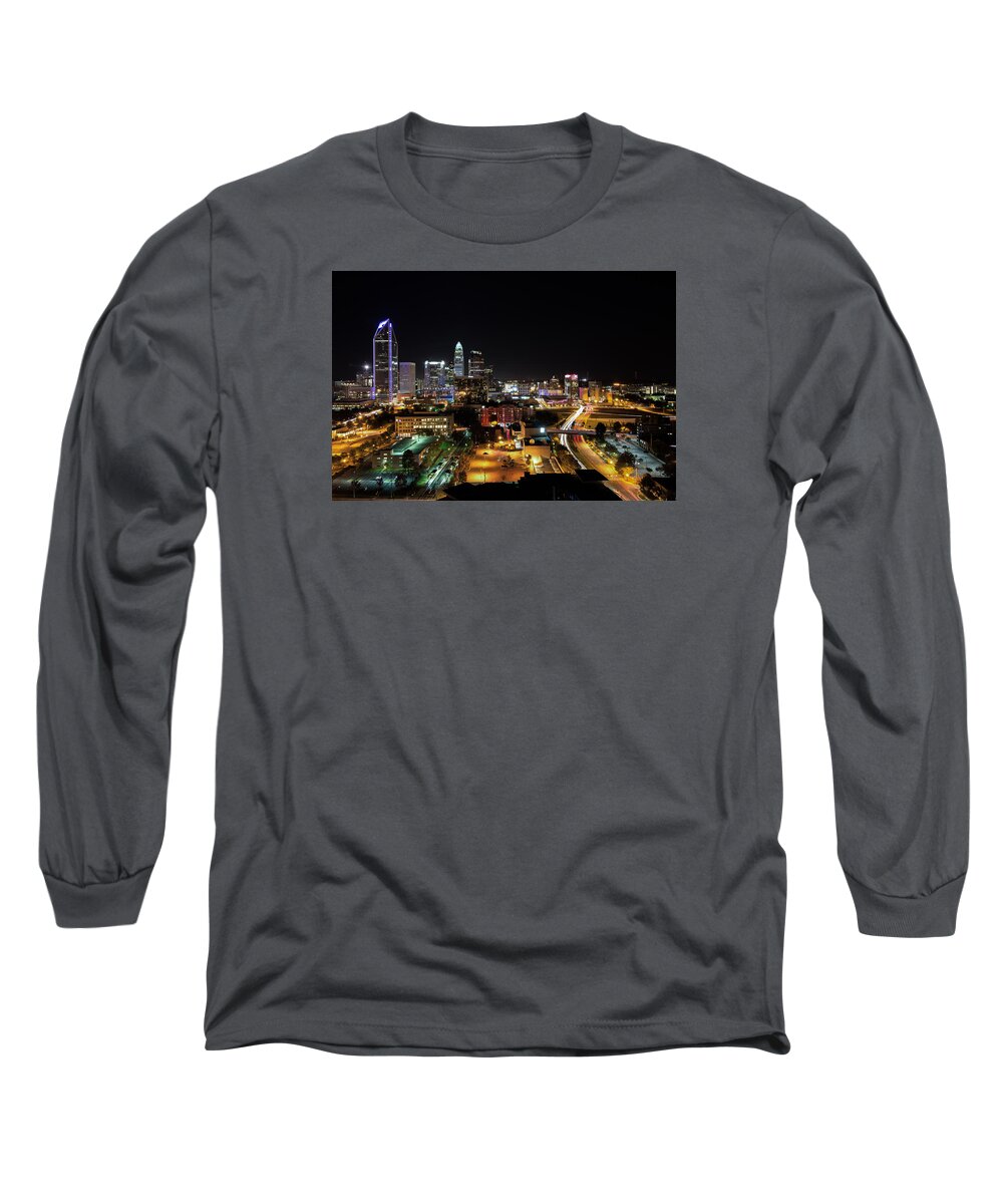 Charlotte Long Sleeve T-Shirt featuring the photograph Charlotte Skyline #1 by Serge Skiba