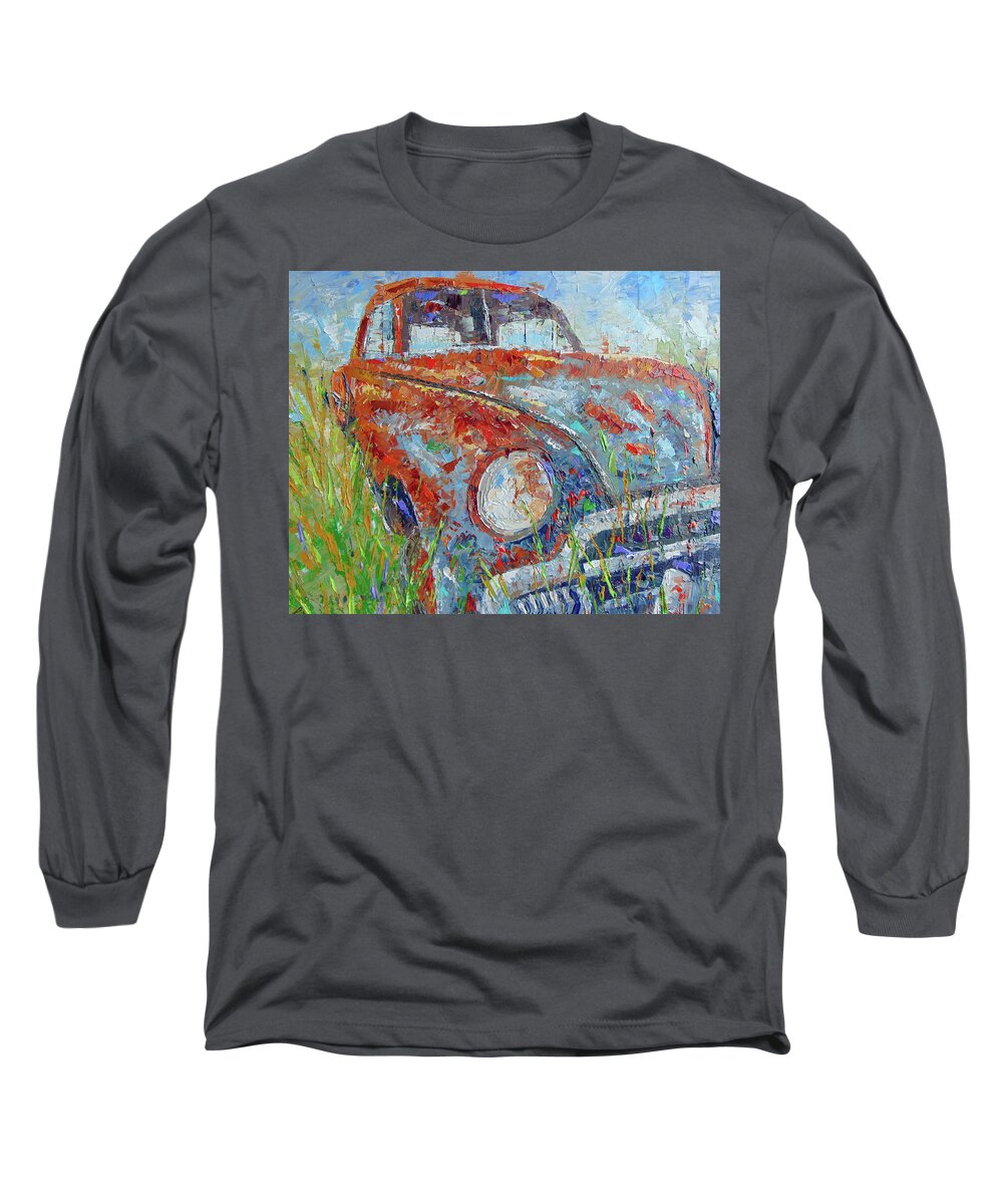 Impressionist Long Sleeve T-Shirt featuring the painting Classic car #2 by Frederic Payet