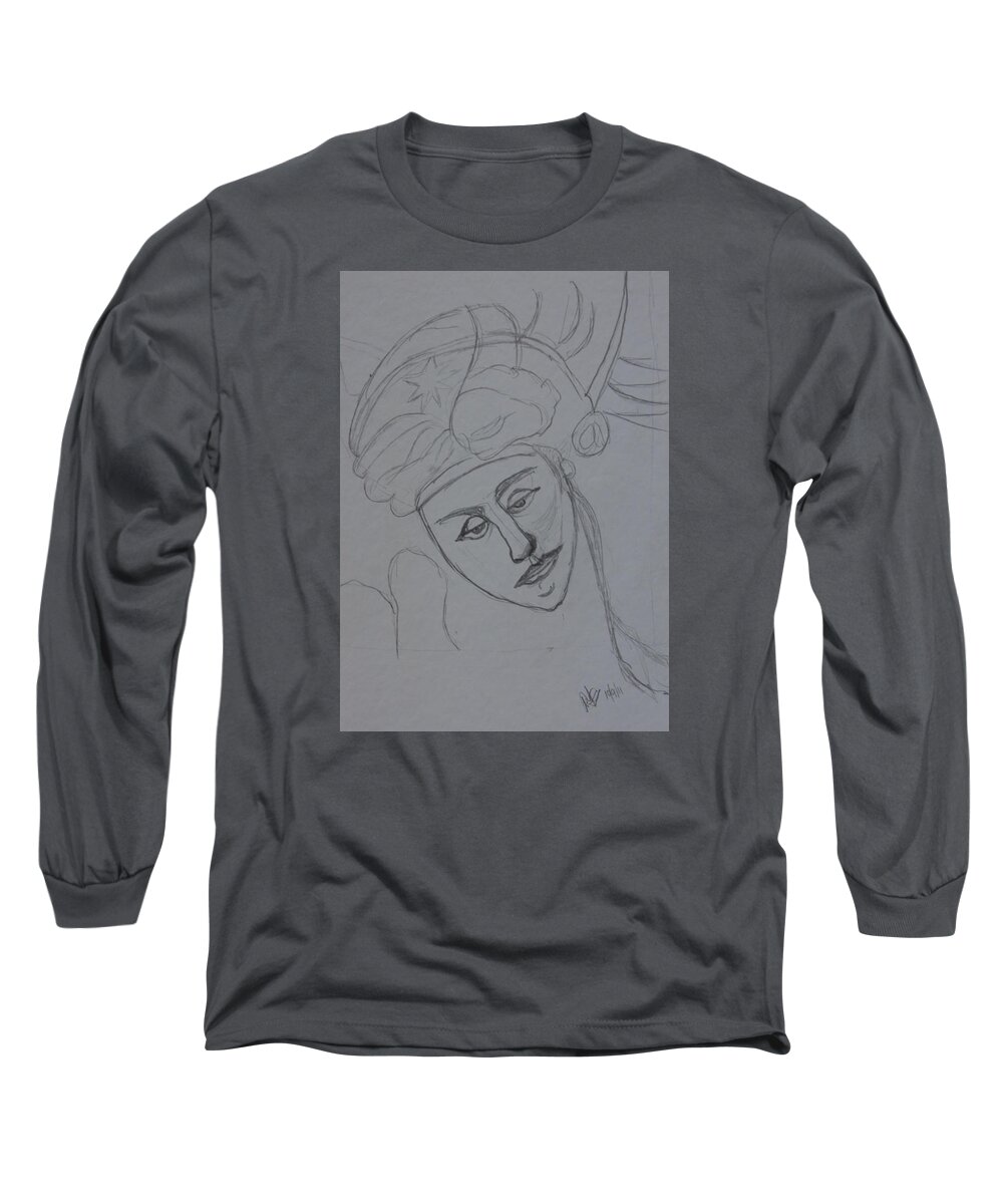 Drawing Long Sleeve T-Shirt featuring the drawing Classical #1 by Roger Cummiskey