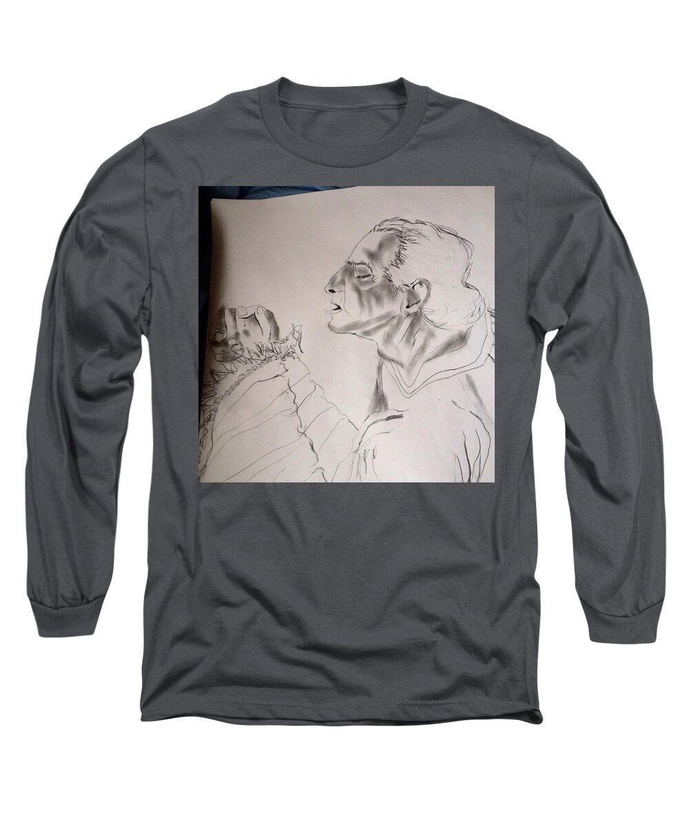 Daniel Long Sleeve T-Shirt featuring the drawing Daniel Praying #1 by Love Art Wonders By God