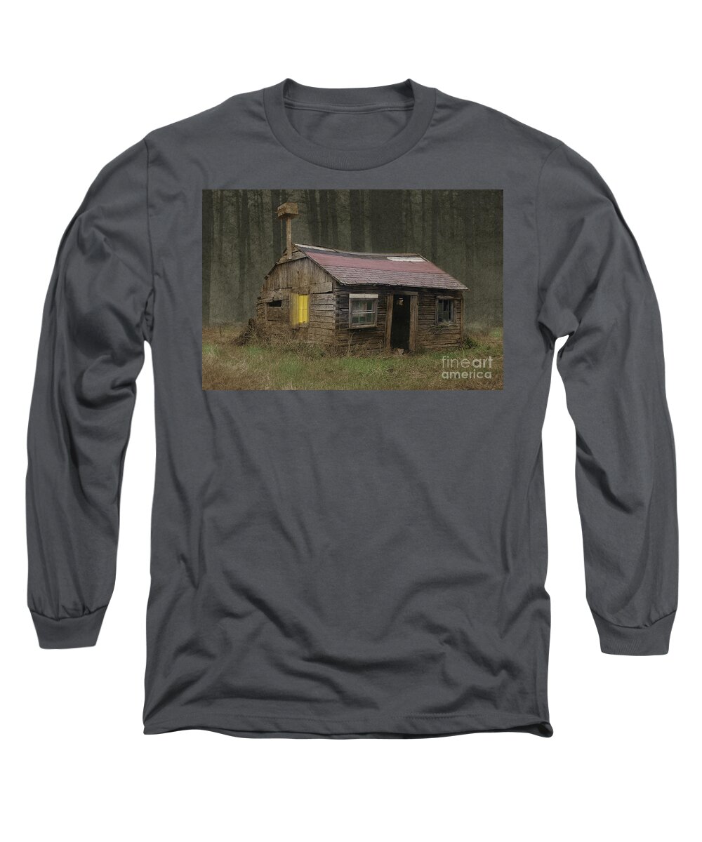 Cabin Long Sleeve T-Shirt featuring the photograph Deep Woods Cabin by Ron Long