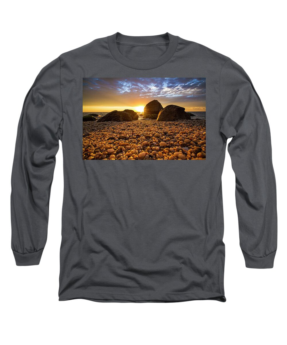 East Long Sleeve T-Shirt featuring the photograph East Marion Sunset #1 by Robert Seifert