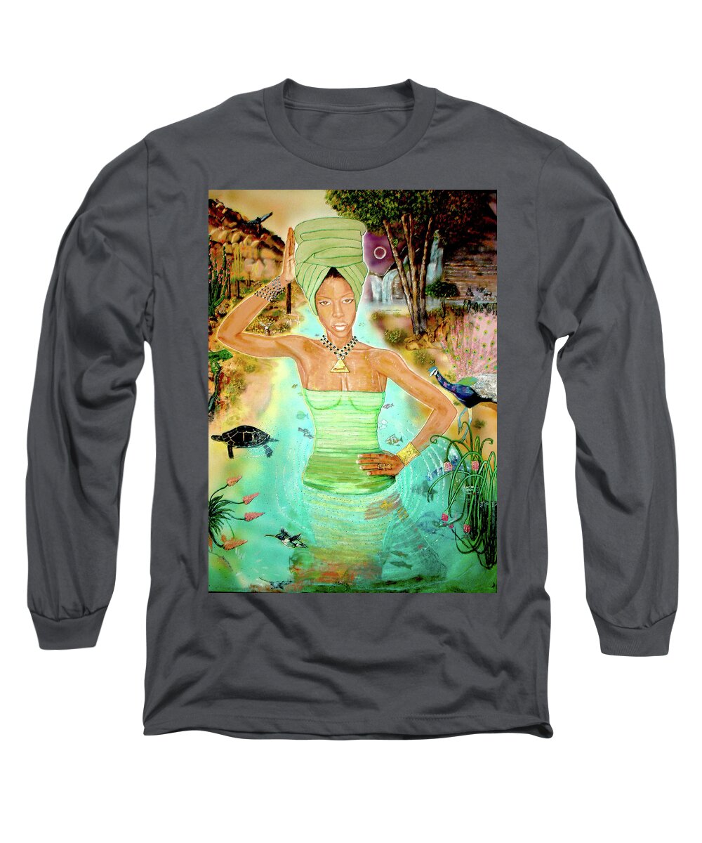 Eryka Badu Long Sleeve T-Shirt featuring the painting Eternity #1 by Lee McCormick