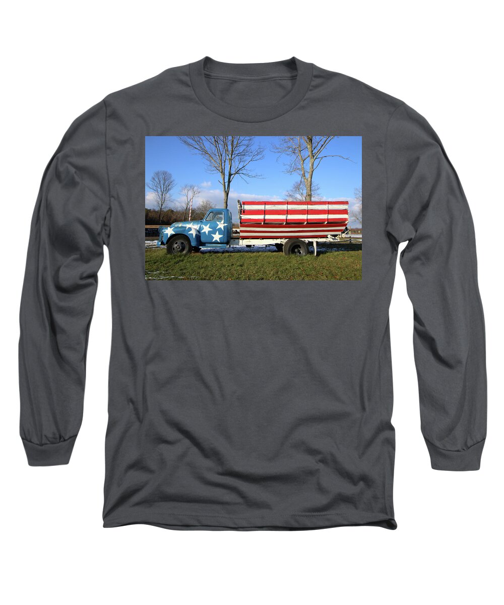 Farm Truck Long Sleeve T-Shirt featuring the photograph Farm Truck Wading River New York #1 by Bob Savage