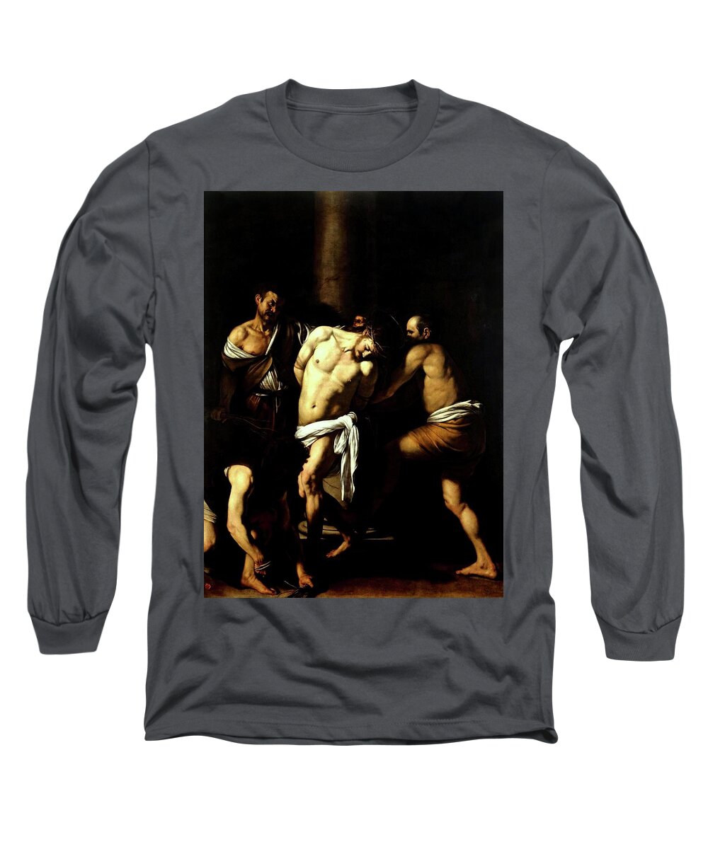 Italian Long Sleeve T-Shirt featuring the painting Flagellation Of Christ #2 by Troy Caperton