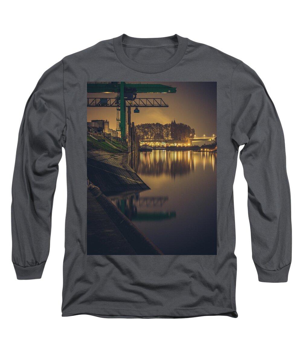 River Long Sleeve T-Shirt featuring the photograph Flosshafen Worms #1 by Marc Braner