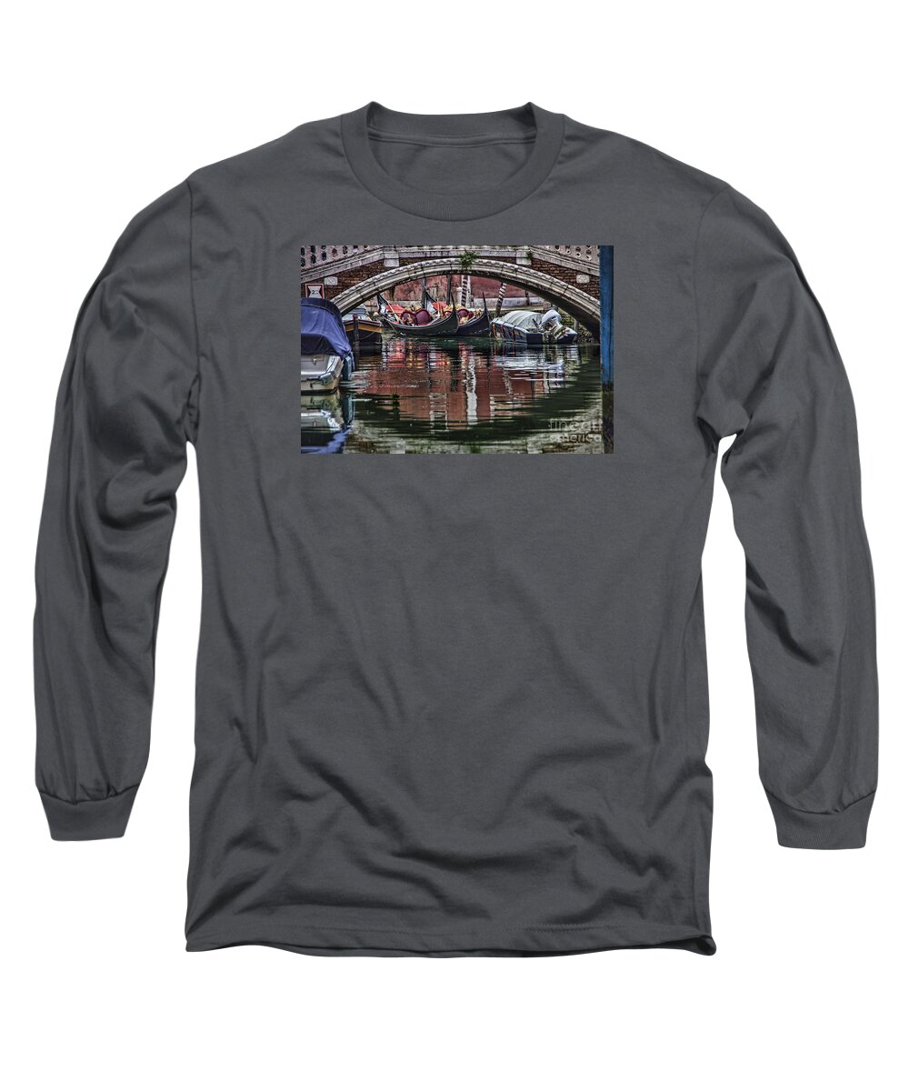 Venice Long Sleeve T-Shirt featuring the photograph Framed Gondolas #2 by Shirley Mangini