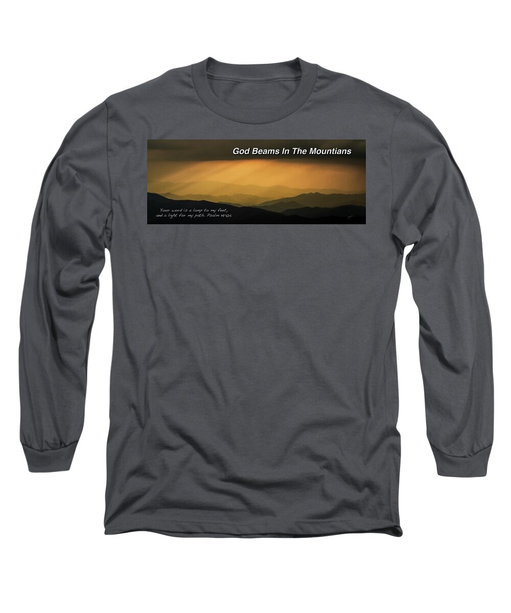 Mountains Long Sleeve T-Shirt featuring the photograph God Beams In the Mountains #1 by Randall Evans