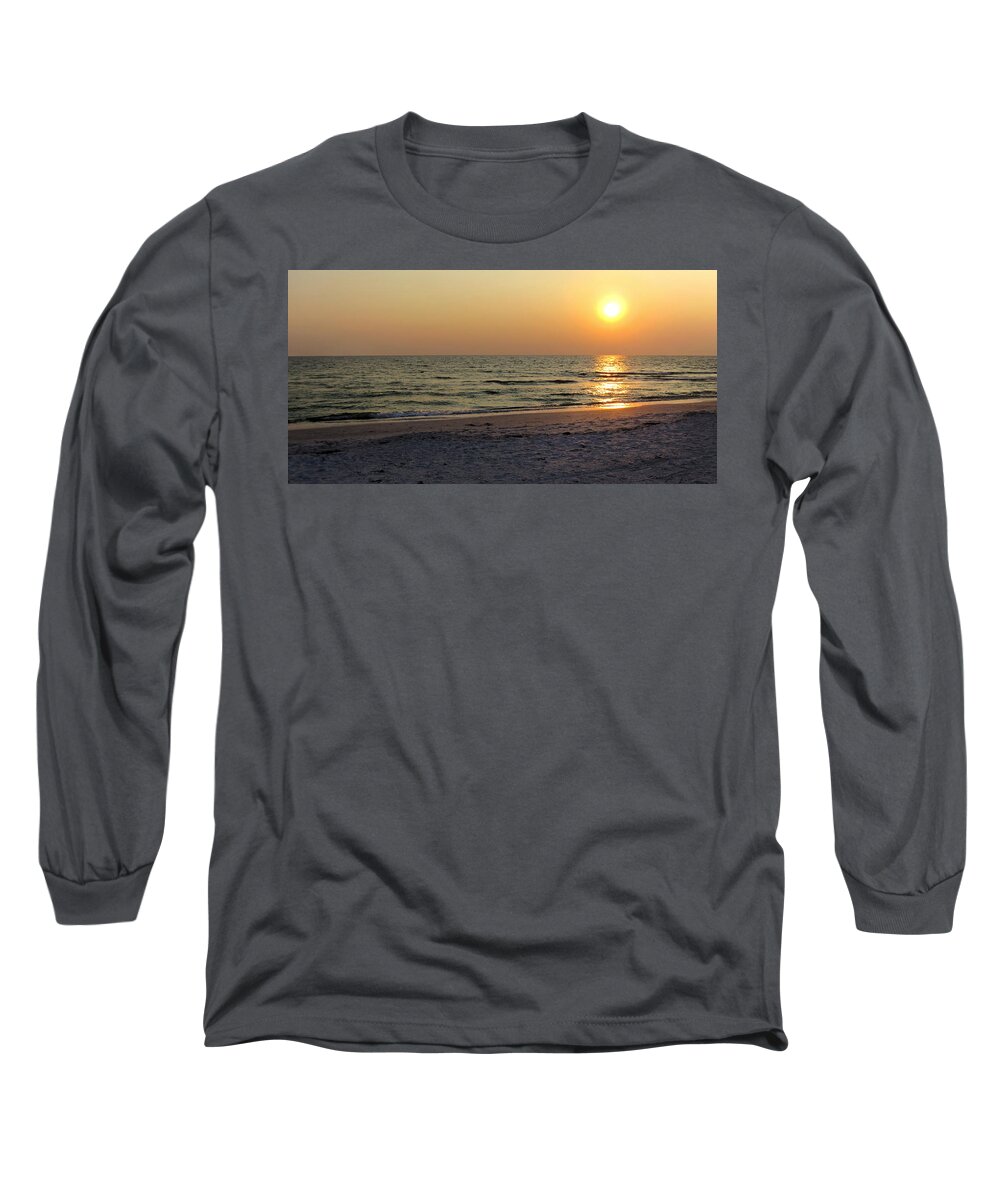Beach Long Sleeve T-Shirt featuring the photograph Golden Setting Sun #1 by Angela Rath