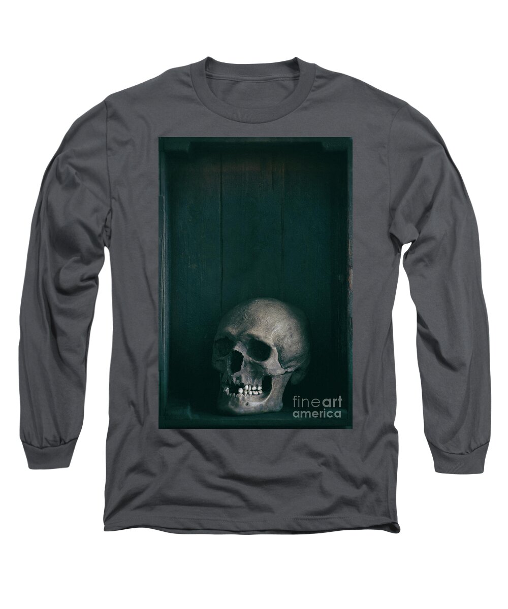 Skull Long Sleeve T-Shirt featuring the photograph Human Skull #1 by Lee Avison